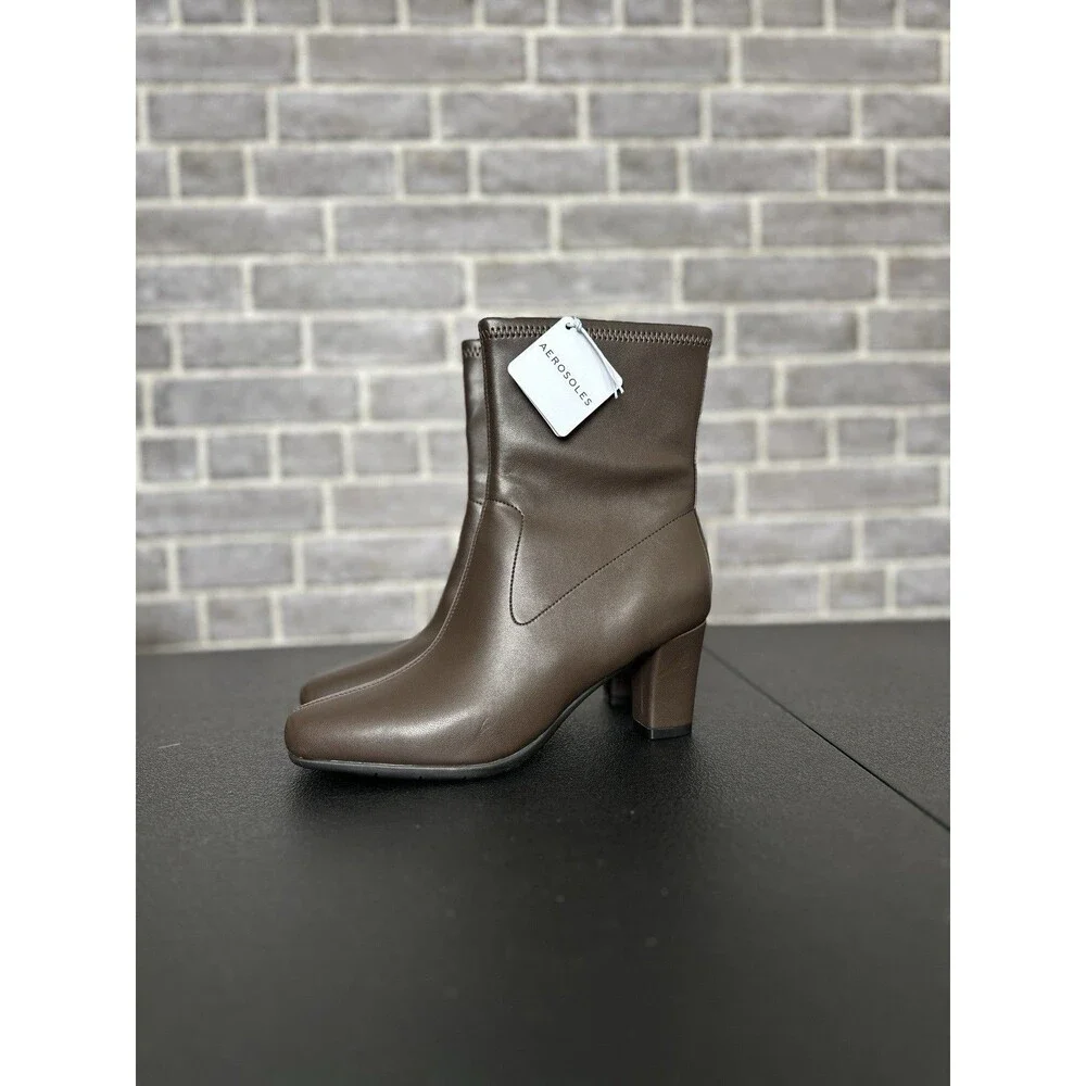 Aerosoles Women's Cinnamon Heeled Tailored Booties Brown Size 8.5M - Picture 1 of 11